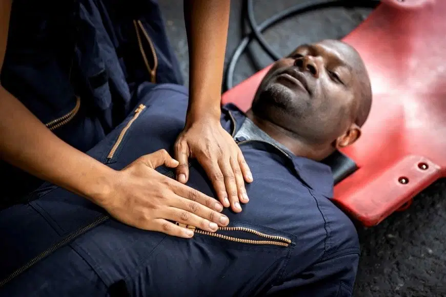 First aid training: chest compressions